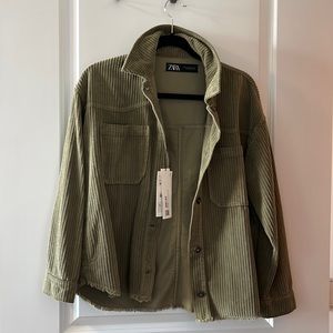 Zara army green corduroy jacket / shacket